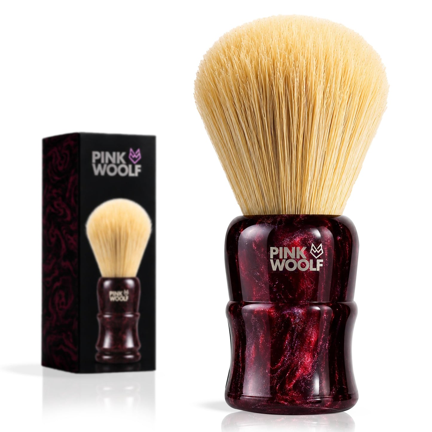 Pink Woolf Boar Shaving Brush for Men - 28mm Natural Boar Bristles, Dense Wet Shave Brush for Rich Lather, Premium Maroon Handle, Soft Face Feel Beauty and Personal Care Pink Woolf