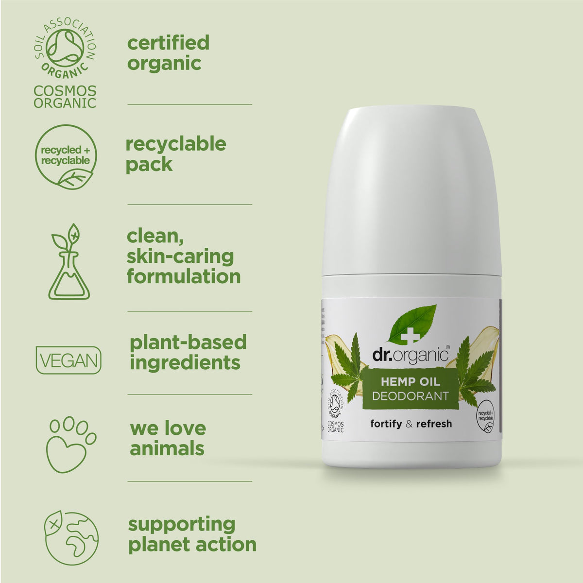 Dr Organic Hemp Oil Deodorant 50ml Beauty and Personal Care Dr. Organic