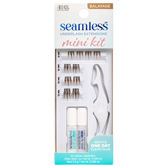 Ardell Seamless Under Lash Extensions - 10 Lash Clusters Wispy, 1 Day Clear Glue, Seal, Applicator, On-The-Go Individual Lashes Kit, 1 Pack