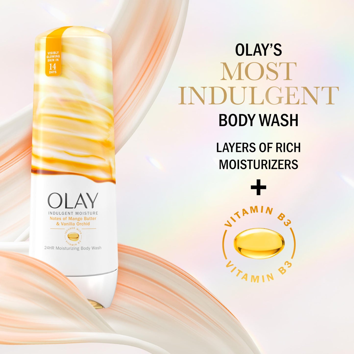 Olay Body Wash for Women, Indulgent Moisture, 24hr Moisturizing & Nourishing Formula, Infused with Vitamin B3 Complex, Luxurious Fragrances, Mango Beauty & Personal Care Olay