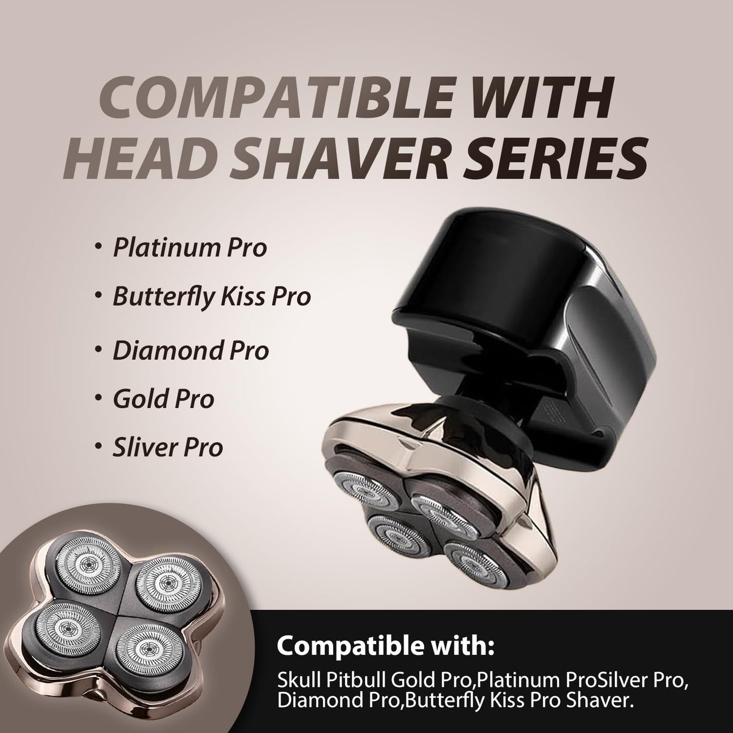 Replacement Shaver Heads for Skull Shaver, 4D Floating Blades for Pitbull Gold/Pro/Silver, Palm & Butterfly Kiss Electric Shavers, Dry & Wet Use Beauty and Personal Care Darohz
