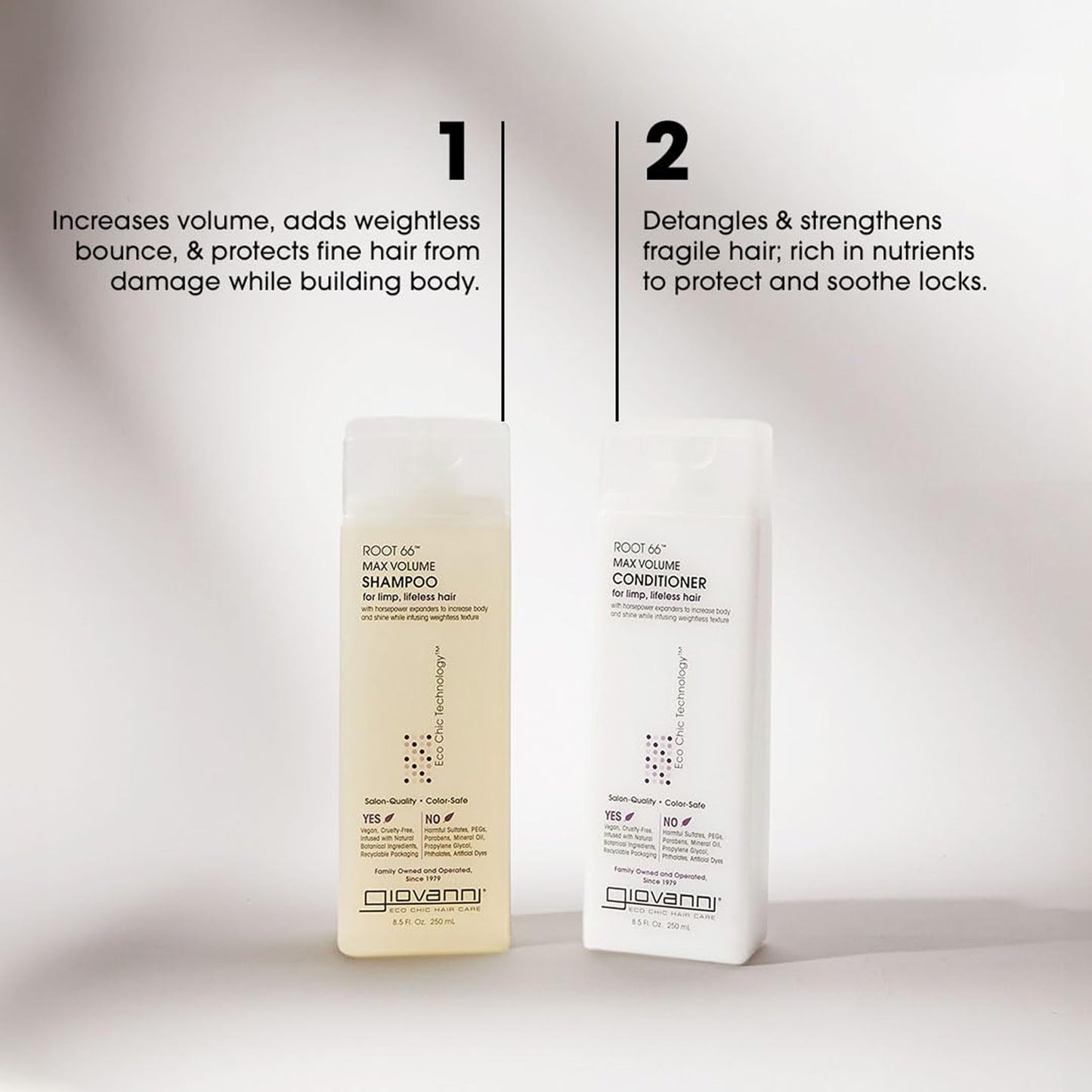 Giovanni Root 66 Max Volume Product Trio - Shampoo, Conditioner, and Root Spray for Women & Men, Moisturizing with Natural Ingredients for Damaged Beauty & Personal Care GIOVANNI