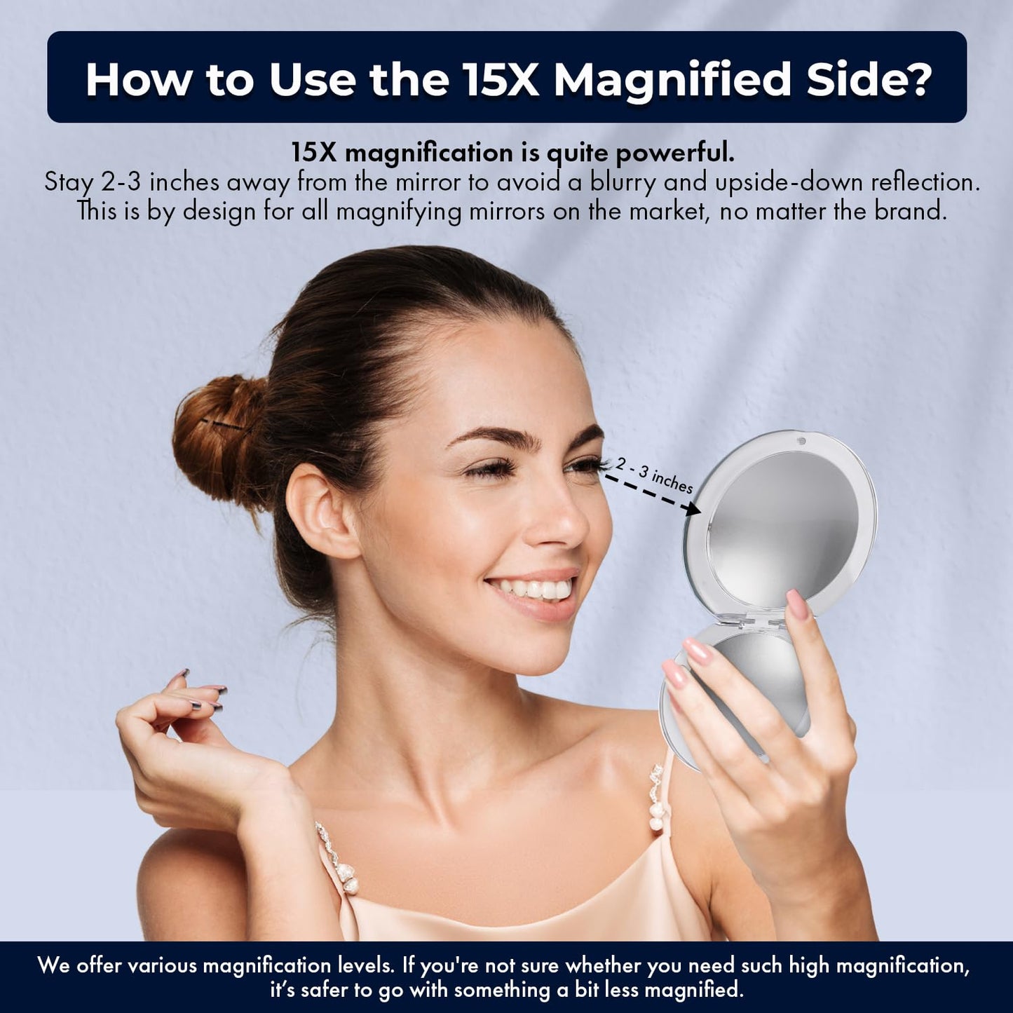 MIRRORVANA Small Compact 15X Magnifying Travel Makeup Mirror - Lightweight, Handheld, and Foldable Design - Mini Pocket-Sized Magnified Mirror Beauty & Personal Care MIRRORVANA