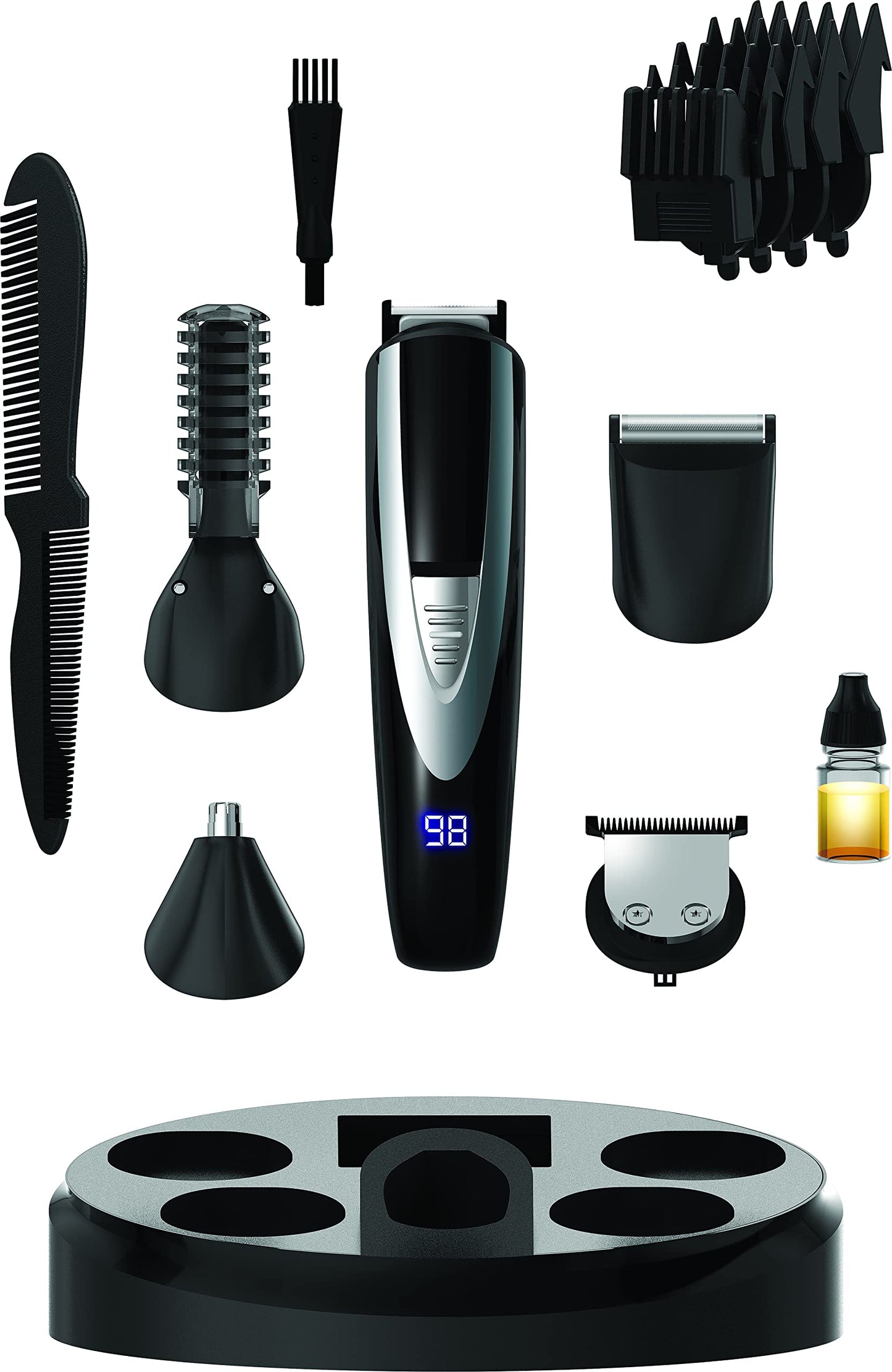 Perry Ellis 16-Piece Men’s Grooming Kit, Rechargeable Beard Trimmer, Electric Razor for Face, Body, Nose, and Ear Hair, LED Display, Foil Shaver Head Beauty and Personal Care Perry Ellis