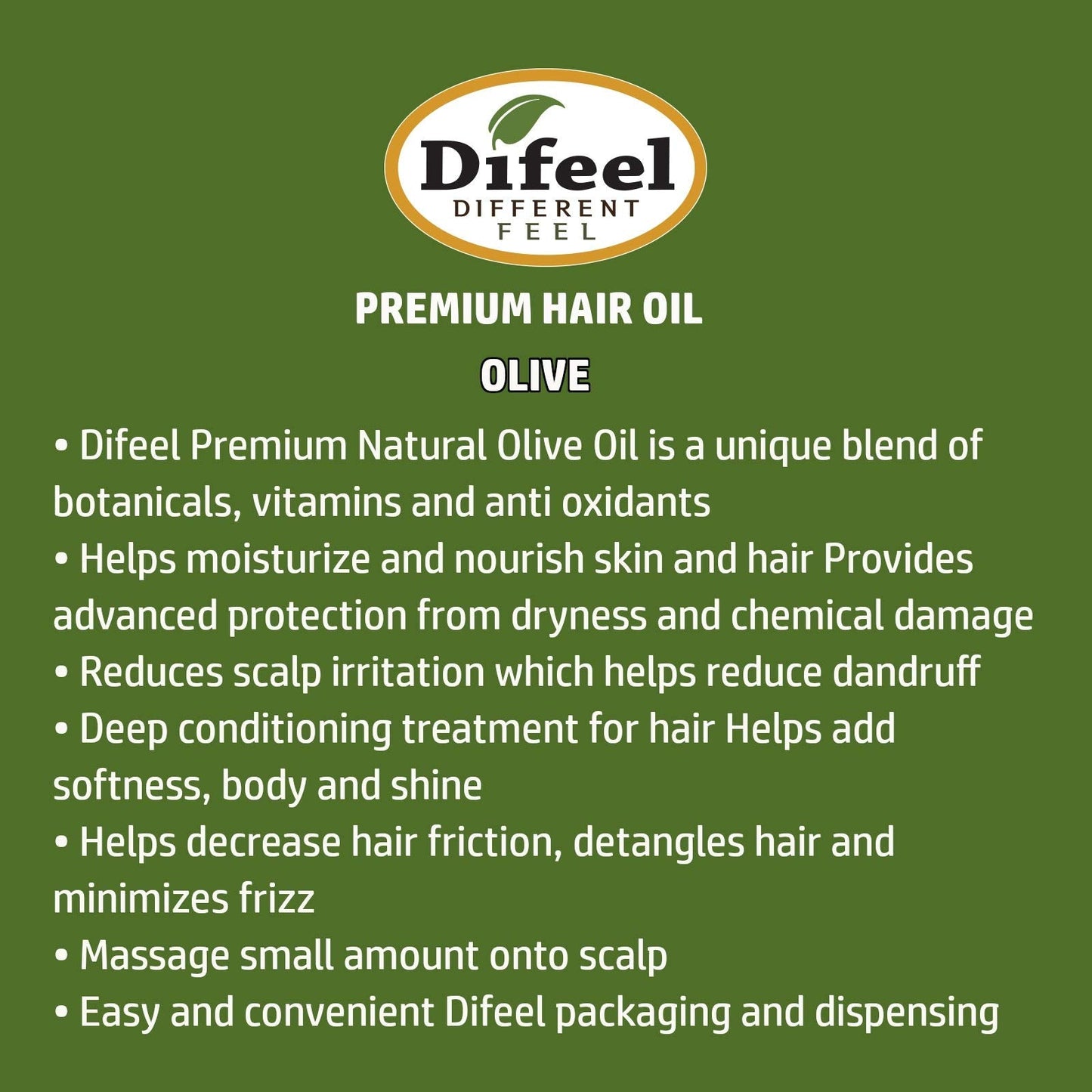 Difeel Premium Natural Hair Oil - Olive Oil 2.5 ounce Beauty & Personal Care Difeel