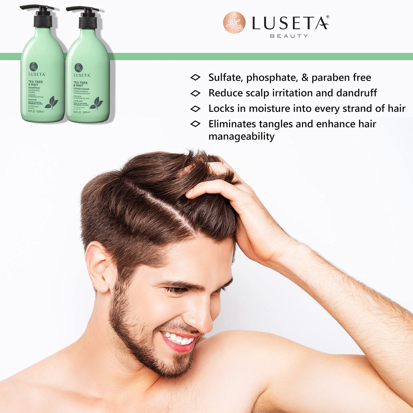 Luseta Tea Tree and Mint Conditioner Cleaning & Smoothing, Anti-Dandruff Conditioner 16.9 Oz, Sulfate Free & Paraben Free Beauty & Personal Care L LUSETA