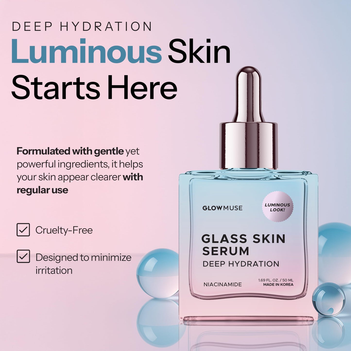 Glow Muse Niacinamide Face Serum - Dermatologist Tested, Anti-Aging, Korean Skin Care - Deep Hydration for Glass Skin, Calms Redness, Refines Pores Beauty & Personal Care Glow Muse