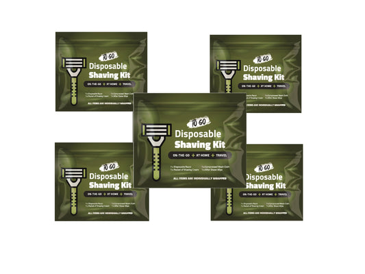 Travel Shaving Kit with Razor, Shaving Cream, Washcloth and Aftershave Wipe, Men's Disposable Grooming Pack (Green) (5) Beauty and Personal Care pH Advantage