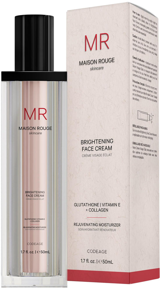 Maison Rouge Brightening Face Cream, Glutathione, Collagen, CoQ10, 1.7 oz