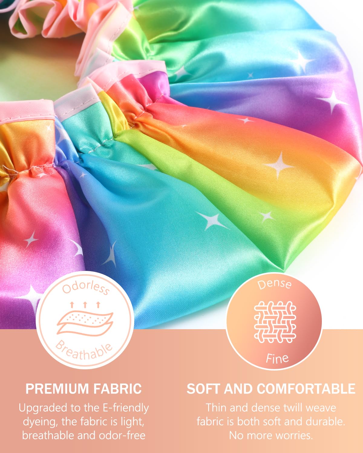 mikimini Sparkle Rainbow Shower Cap for Women Long Hair, Pack of 2,Double Layer Waterproof, X-Large, Reusable, Washable, No Smell, Fashion Bath Cap Beauty & Personal Care mikimini