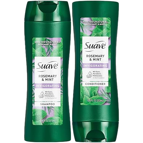 Suave Shampoo and Conditioner, Rosemary & Mint - Invigorating Formula with 100% Natural Essential Oils, 12.6 Oz Ea Beauty & Personal Care Suave