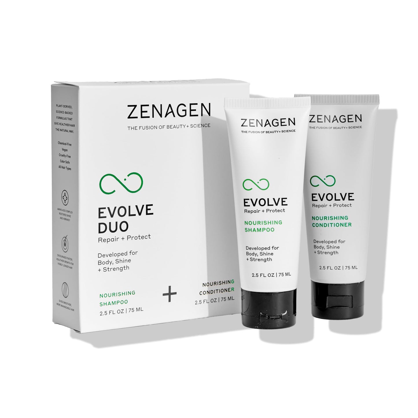 ZENAGEN Evolve Repair + Protect Travel Duo | Nourishing Shampoo + Conditioner, Repairs & Strengthens Damaged Hair, Promotes Thicker Fuller Growth Beauty & Personal Care Zenagen