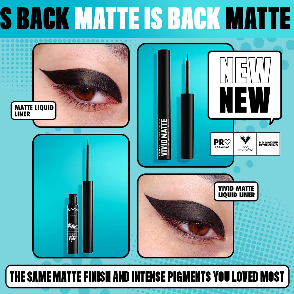 NYX PROFESSIONAL MAKEUP Vivid Matte Liquid Liner, Smear-Resistant Eyeliner with Precise Tip - Black Beauty & Personal Care NYX PROFESSIONAL MAKEUP