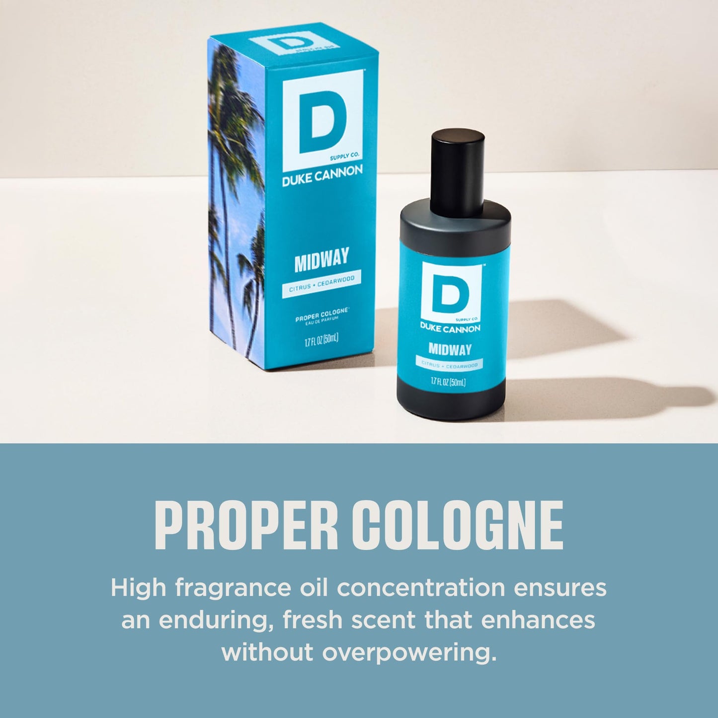 Duke Cannon Proper Cologne Midway | Men's Eau de Parfum | Citrus and Cedarwood | Fresh, Woodsy, Long-Lasting Scent | 1.7 fl oz Beauty & Personal Care Duke Cannon Supply Co.