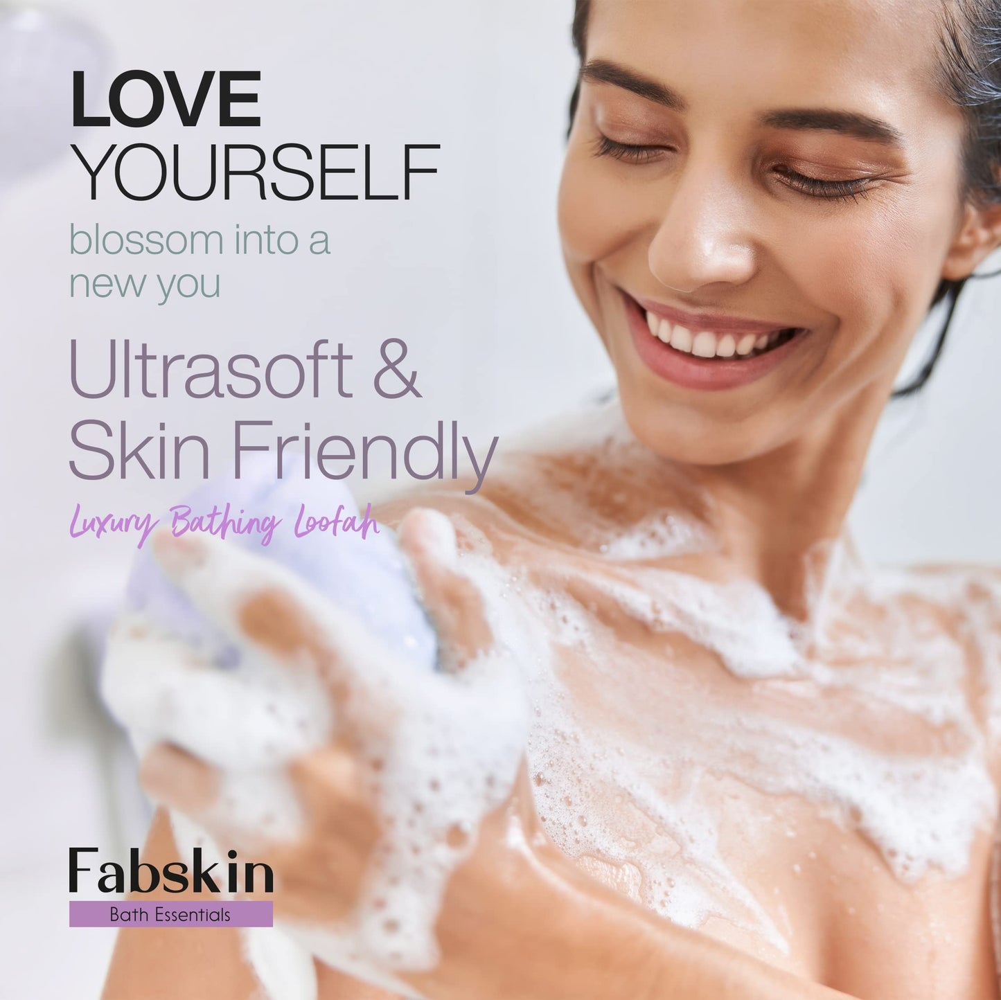 FABSKIN Loofah for Bathing - Bath Shower Loofah Sponge Scrubber Exfoliator for Women and Men - Bathing Sponge - Body Wash Scrub for Bathing - Bath Beauty and Personal Care FABSKIN