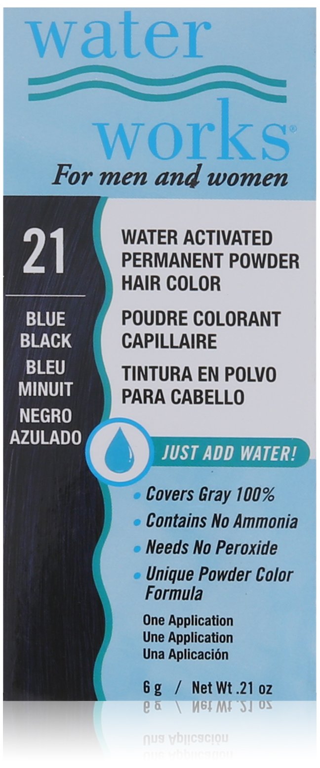 Water Works Water Activated Permanent Powder Hair Color for Men and Women, #21 Blue Black Beauty & Personal Care Water Works