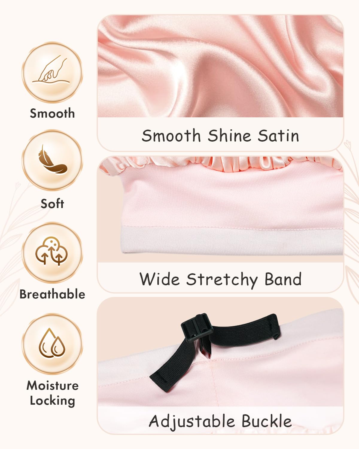 BONNET QUEEN Silk Bonnet for Sleeping Women Satin Bonnet Hair Bonnet Adjustable Reversible Double Layered Sleep Night Cap for Curly Hair Jade and Pink Beauty and Personal Care BONNET QUEEN