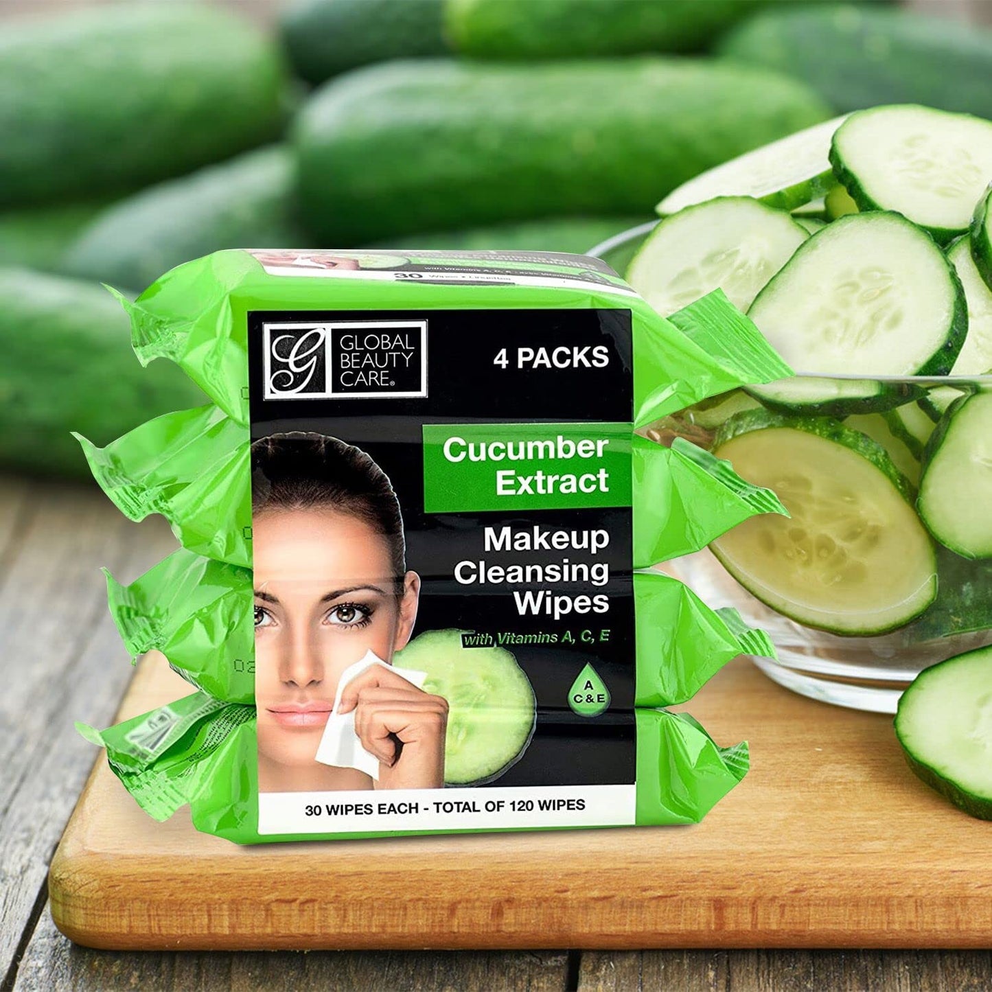 Global Beauty Care Makeup Cleansing Wipes 120 Count (4-Pack) (ASSORTED - 2PK x VITAMIN C | CUCUMBER) Beauty & Personal Care Global Beauty Care
