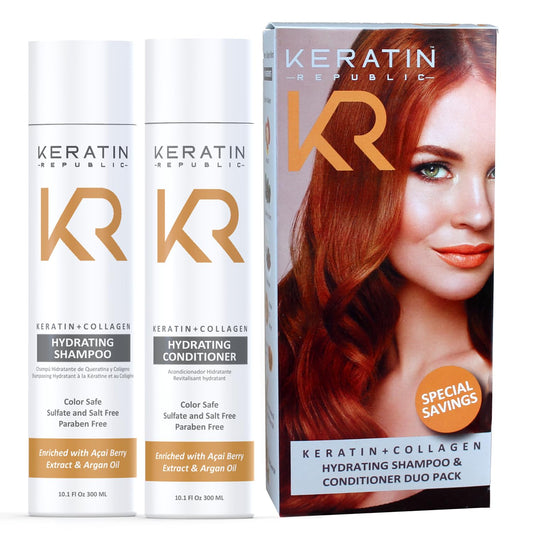 Keratin Republic Anti-Frizz Shampoo & Conditioner Duo | Keratin + Collagen | Sulfate, Salt & Paraben Free | Color Safe | Açaí Berry & Argan Oil | Gift Beauty & Personal Care Keratin Republic