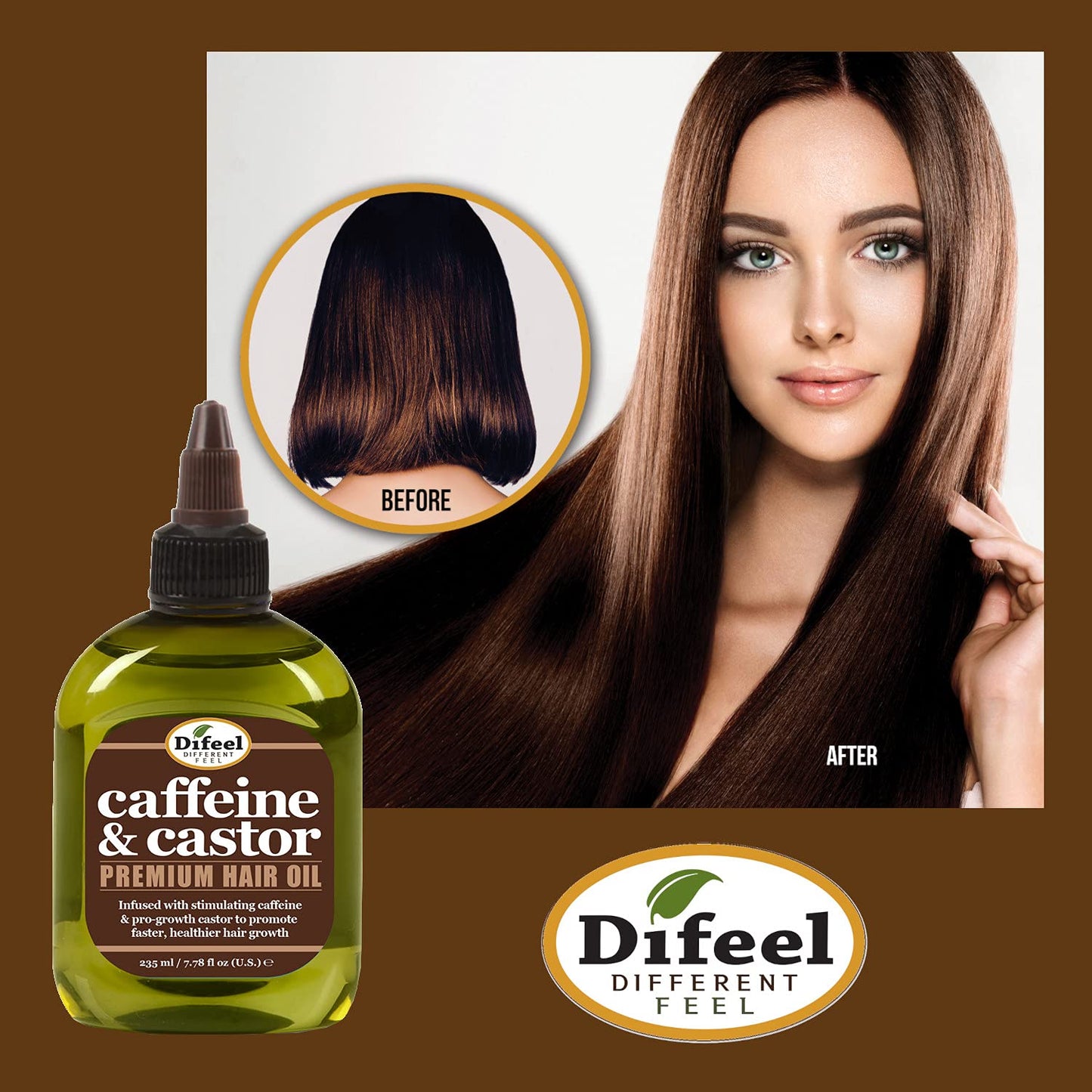 Difeel Caffeine & Castor Premium Hair Oil for Faster Hair Growth 7.1 oz. Beauty & Personal Care Difeel
