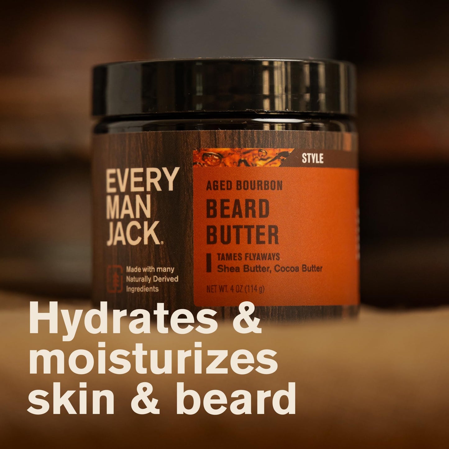 Every Man Jack Beard & Scruff Softening Butter- Aged Bourbon Fragrance - Hydrates & Styles Dry, Unruly Beards While Relieving Itch - Made with Shea Beauty and Personal Care Every Man Jack