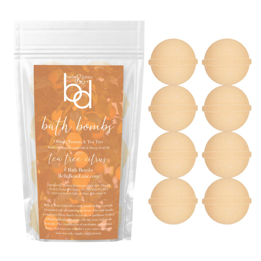 Belle & Beau Luxe Tea Tree Citrus Hemp Bath Bombs - Made with Organic Hemp Seed Oil and Essential Oils - 8 Count Beauty and Personal Care BB BELLE & BEAU LUXE