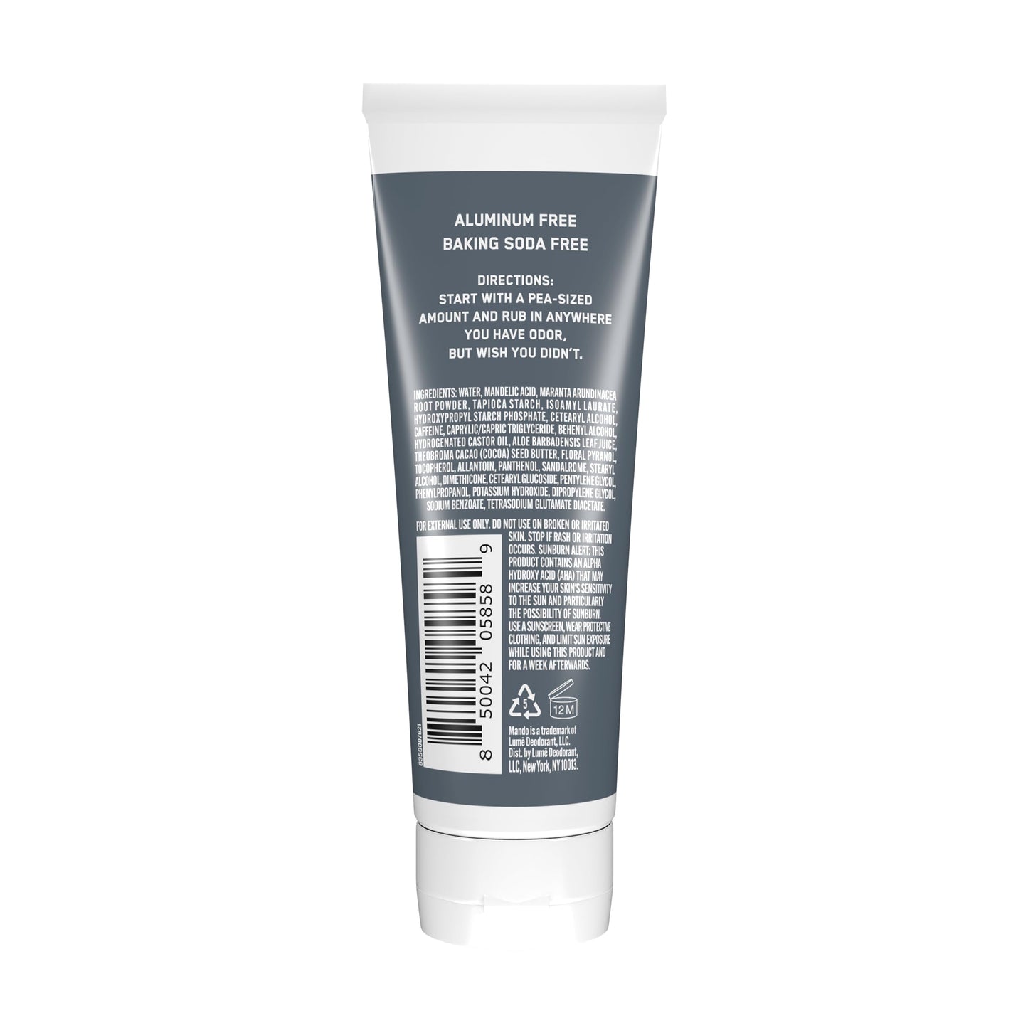 Mando Whole Body Deodorant For Men - Invisible Cream - 72 Hour Odor Control - Aluminum Free, Baking Soda Free, Skin Safe - 3 Ounce Tube (Unscented) Beauty and Personal Care Mando