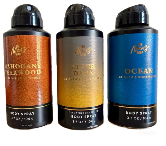 Bath & Body Works The Men's Shop Body Spray - Pack of 3 (Mahogany Teakwood, After Dark, Ocean) Beauty & Personal Care Bath & Body Works