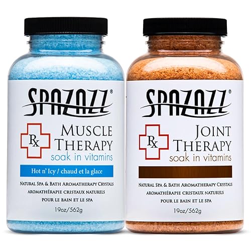 Spazazz Aromatherapy Spa and Bath Salts Crystals RX Therapy Collection 2 Pack Bundle- One 19 Oz Jar Each Spazazz Muscle Therapy and Joint Therapy Beauty & Personal Care Spazazz