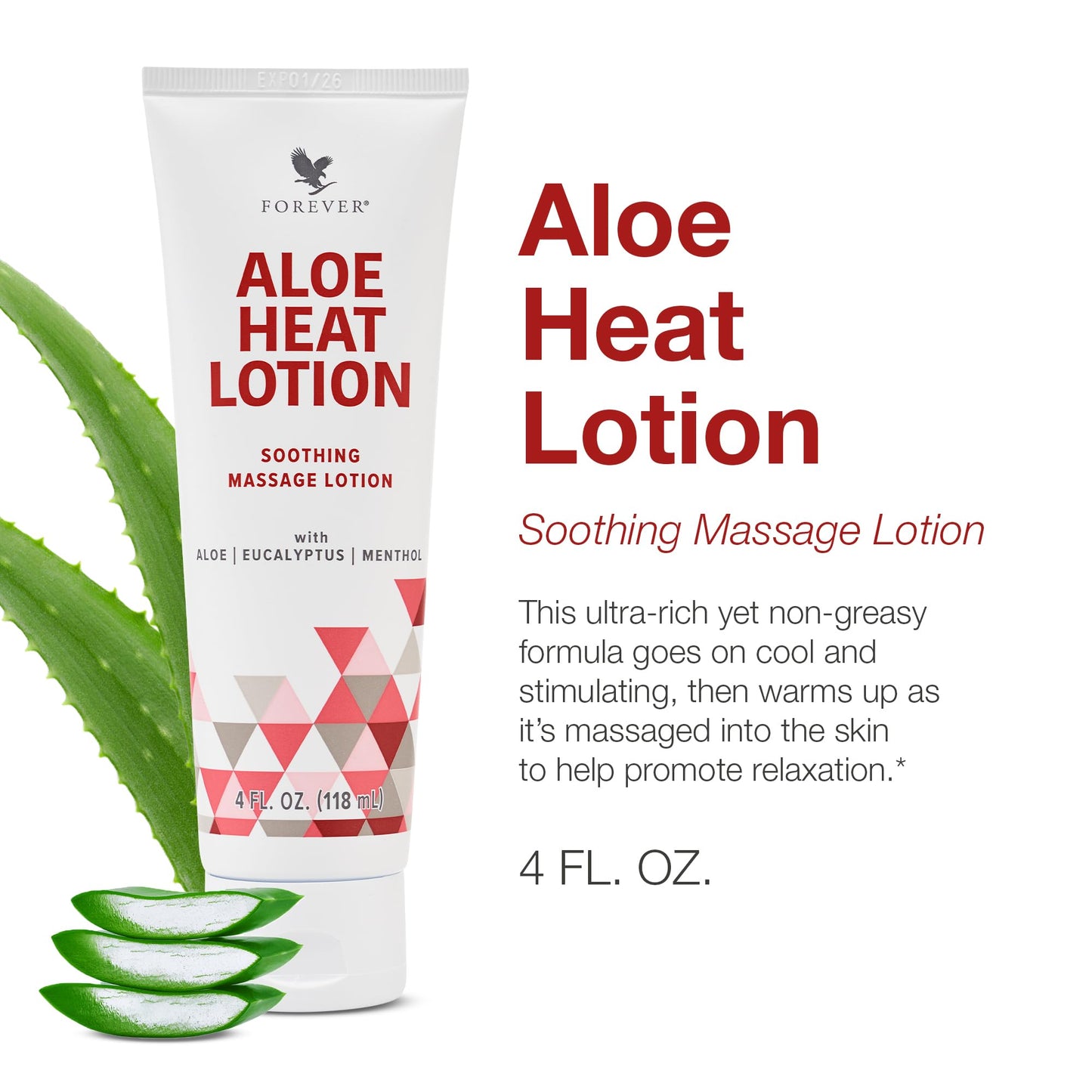 Forever Living - Aloe Heat Lotion with Menthol and Eucalyptus Fragrance, Comfort and Skin Nourishment, Vegan-Friendly Formula, 4 fl oz Beauty & Personal Care Forever Living Products