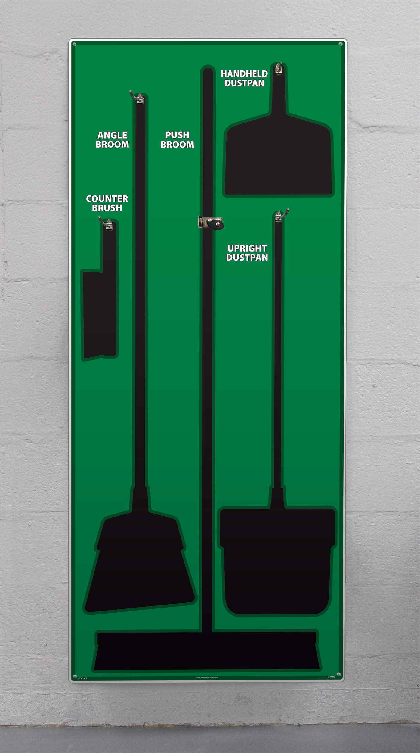 NMC SB103AL 5S Janitorial Shadow Board, Green/Black, 68"X30", Heavy-DutyAluminum (Tools Sold Separately) Beauty & Personal Care NMC