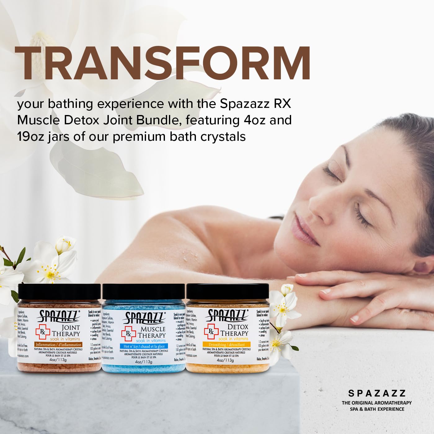 Spa & Hot Tub RX Therapy Muscle Detox Joint Bundle 3 Pack Gift Set - Spazazz Therapeutic Mineral Dead Sea Bath Salt Crystals Collection Beauty and Personal Care Spazazz