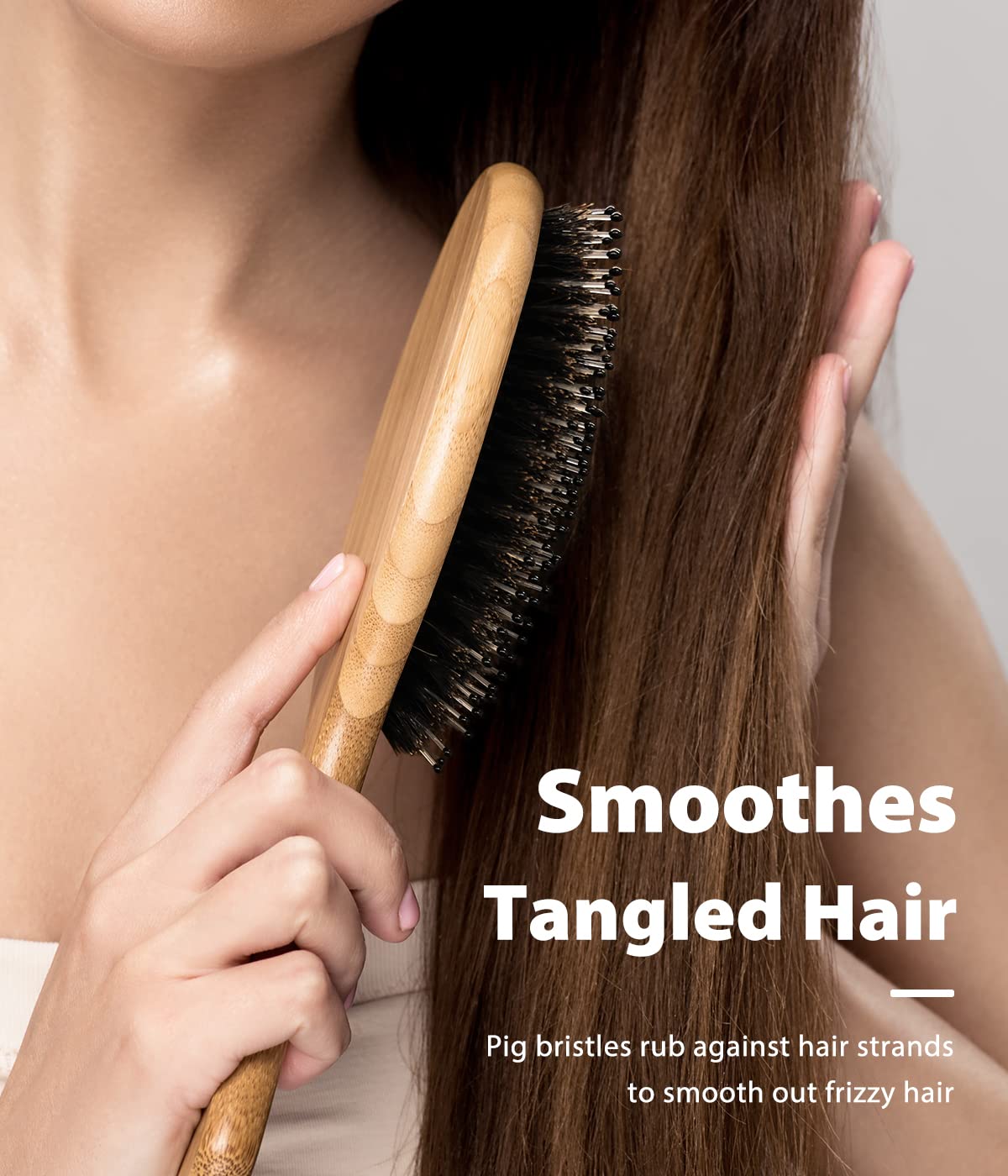 BLACK EGG Boar Bristle Brush for Wet/Dry Hair - Smoothing, Massaging, Detangling, Reduce Frizz, Restore Shine - Bamboo Brush for Women, Men, Kids Beauty & Personal Care BLACK EGG