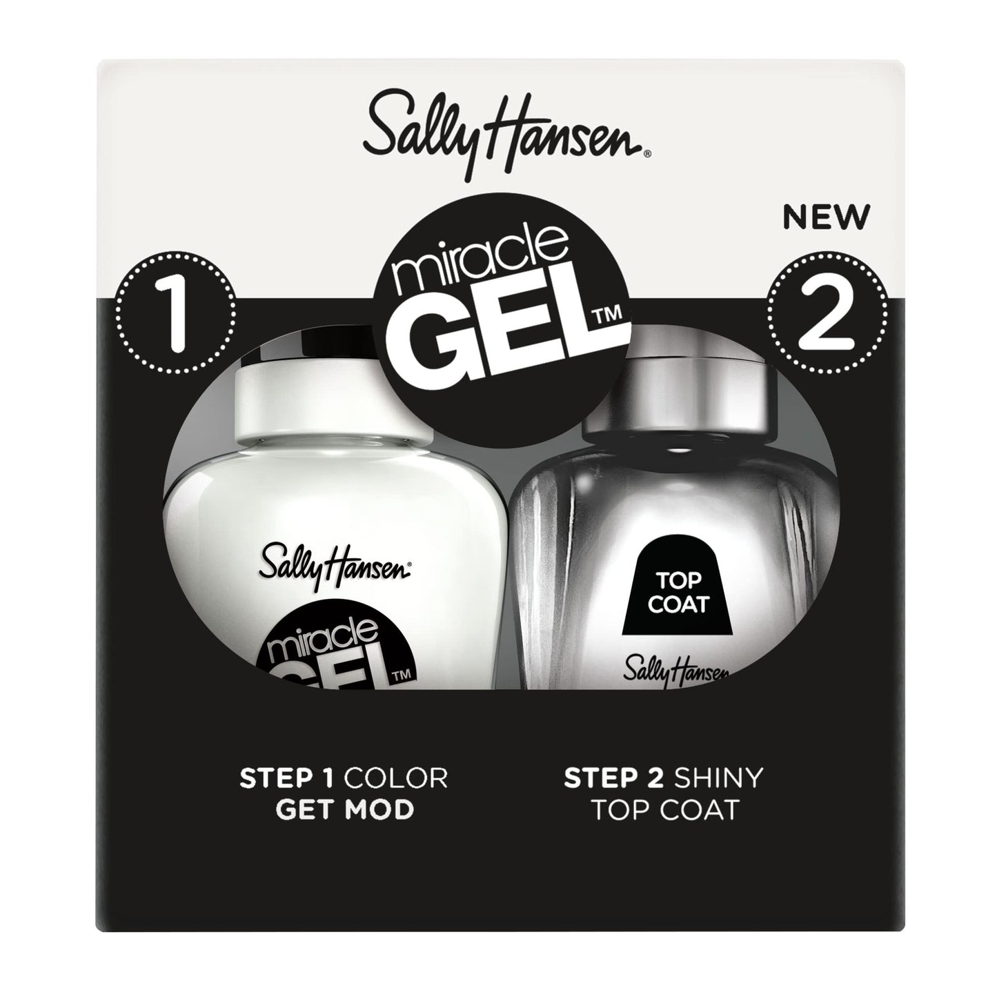 Sally Hansen Miracle Gel™, Get Mod and Shiny Top Coat Duo, Long Lasting, Gel-Like Formula, No UV Lamp Needed, Nail Polish Duo Beauty & Personal Care Sally Hansen