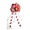 CRB Fashion Womens Japanese Kimono Flower HairclipHair Tie Band Clip (Multi Red) Beauty & Personal Care CRB Fashion