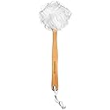 Shower Loofah on a Stick Body & Back Scrubber - Long Handled Mesh Bath Sponge Pouf Luffa Brush on a Stick with a Wood Handle for Men & Women - Easy Beauty & Personal Care GranNaturals