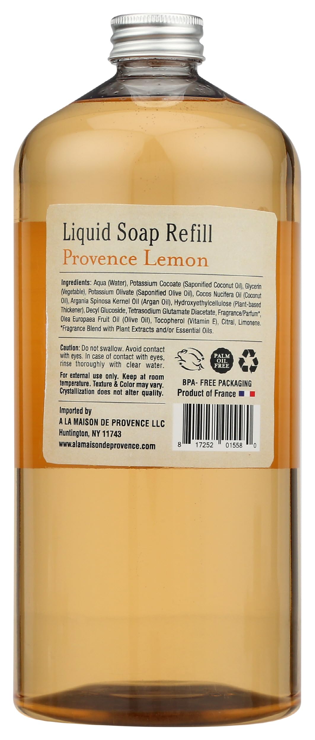 A LA MAISON Provence Lemon Liquid Hand Soap 33.8 Fl Oz Refill Bottle - Natural Hand Wash Made with Essential Oils - Biodegradable, Plant-Based, Vegan Beauty & Personal Care A LA MAISON