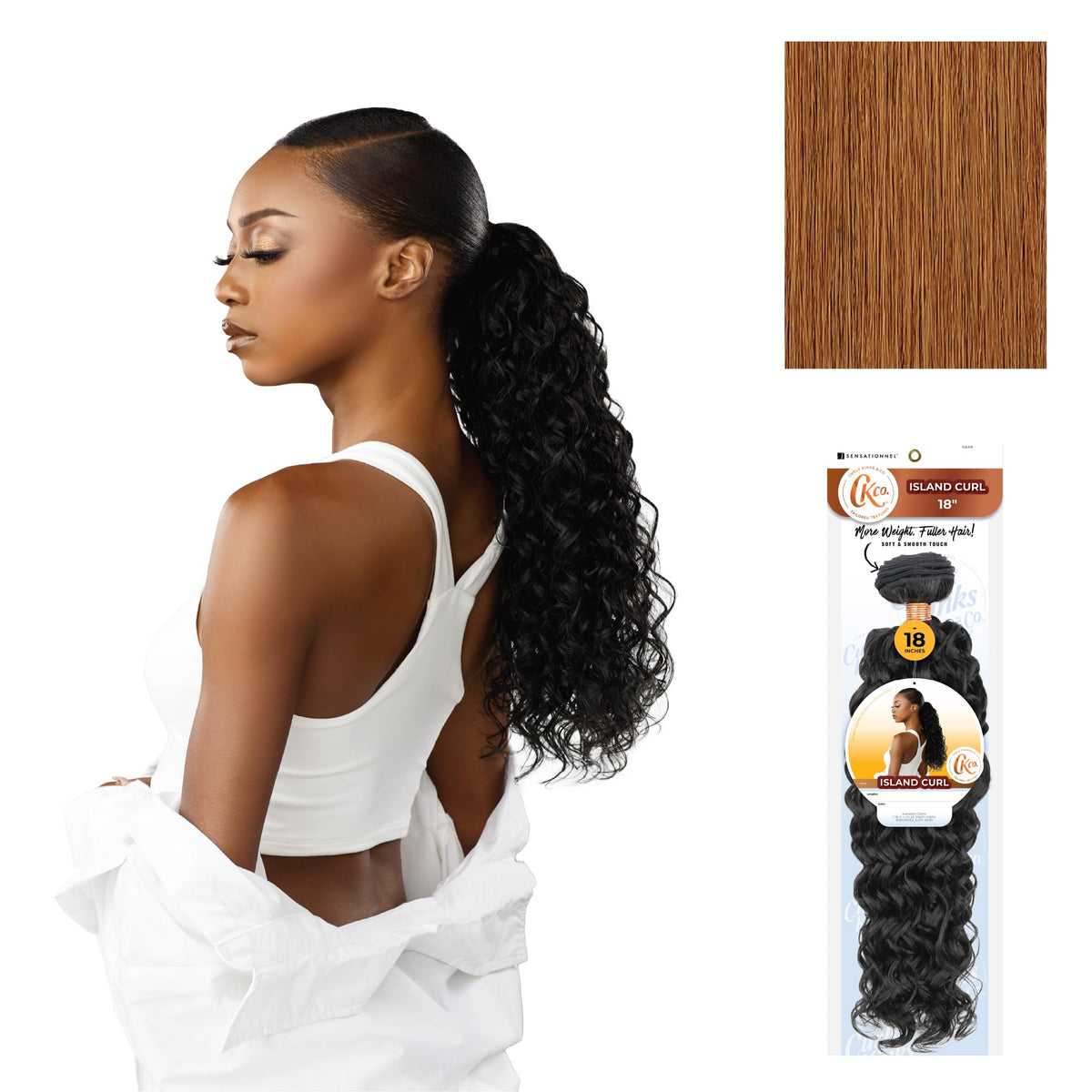 Sensationnel CKCO Synthetic Bundle-Island Curl,18 inch, 30 LIGHTAUBURN