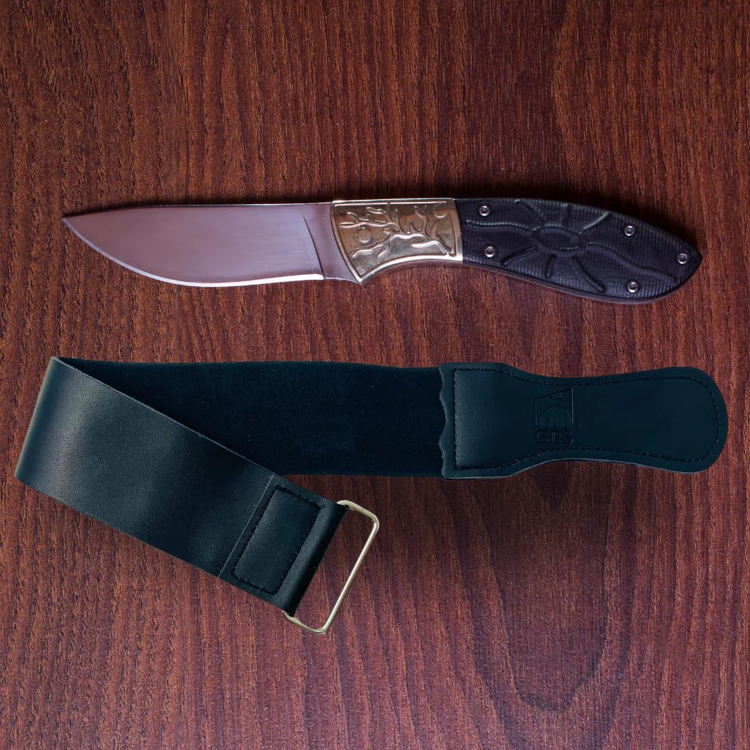 Leather Strop 2" x 18" - Genuine Cowhide Razor Strop for Straight Razor, Knives, Chisels - Double-Sided Barber Strop for Sharpening & Honing - Premium Beauty and Personal Care G.B.S