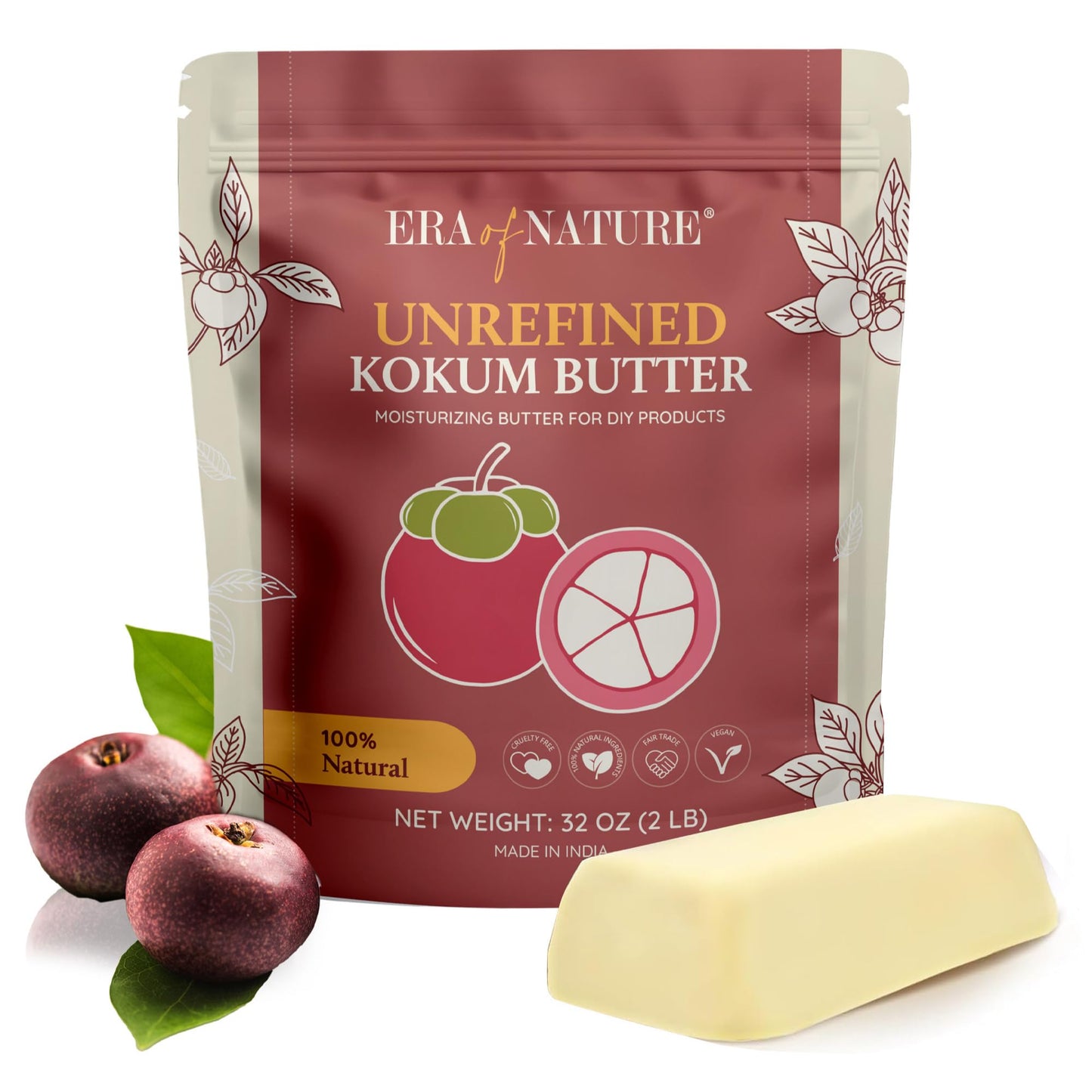 era of nature Organic Unrefined Raw MANGO BUTTER BLOCK Bulk, Skin Moisturizing, Use Alone or in DIY Body Butters, Soaps, Lotions and lip balm - 50lb Beauty and Personal Care era of nature Default Title