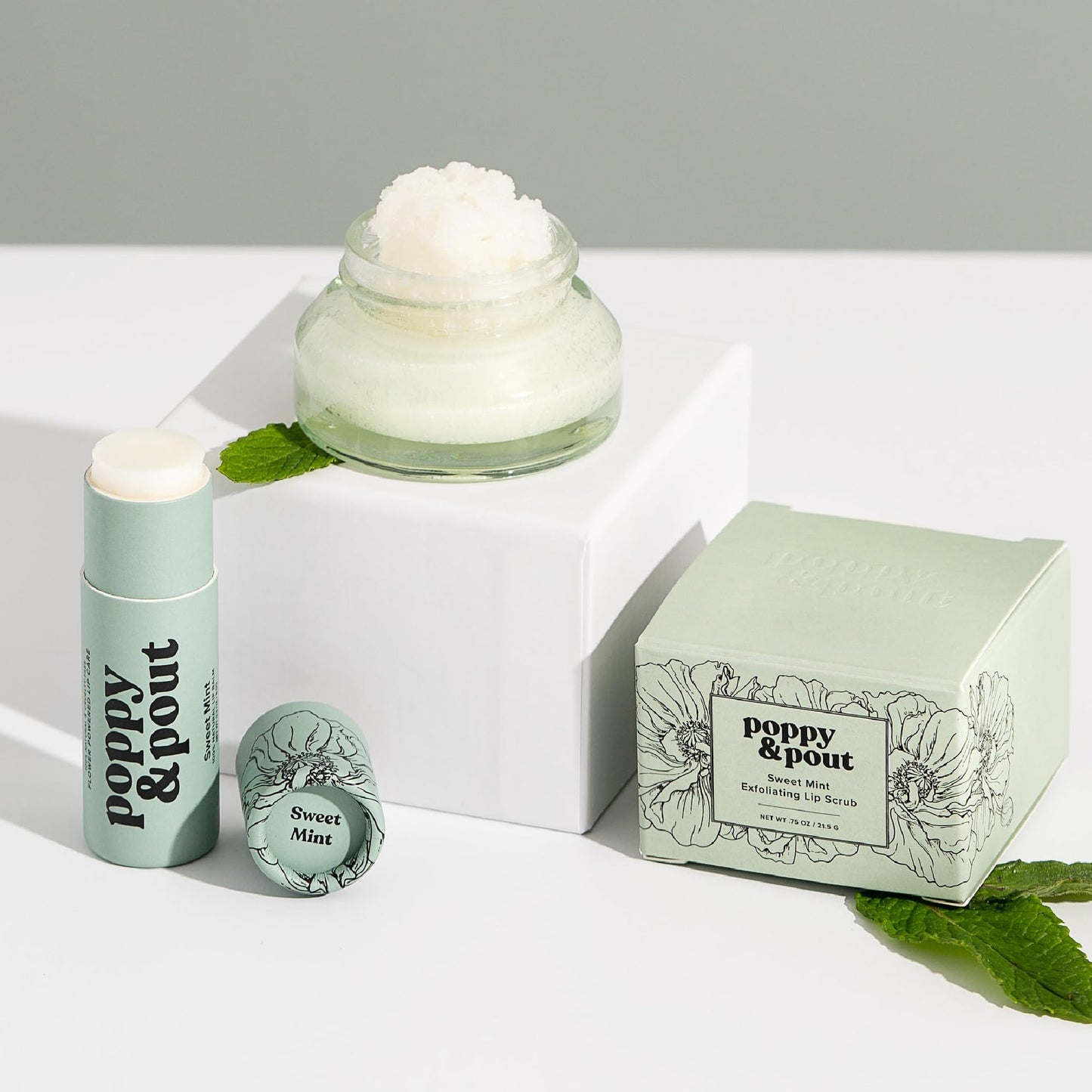 Poppy & Pout Lip Care Set - Lip Balm & Scrub - Sustainable Cardboard Tubes & Glass Jars, All Natural, Beeswax, Coconut Oil, Cruelty Free, Exfoliating Beauty and Personal Care Poppy & Pout
