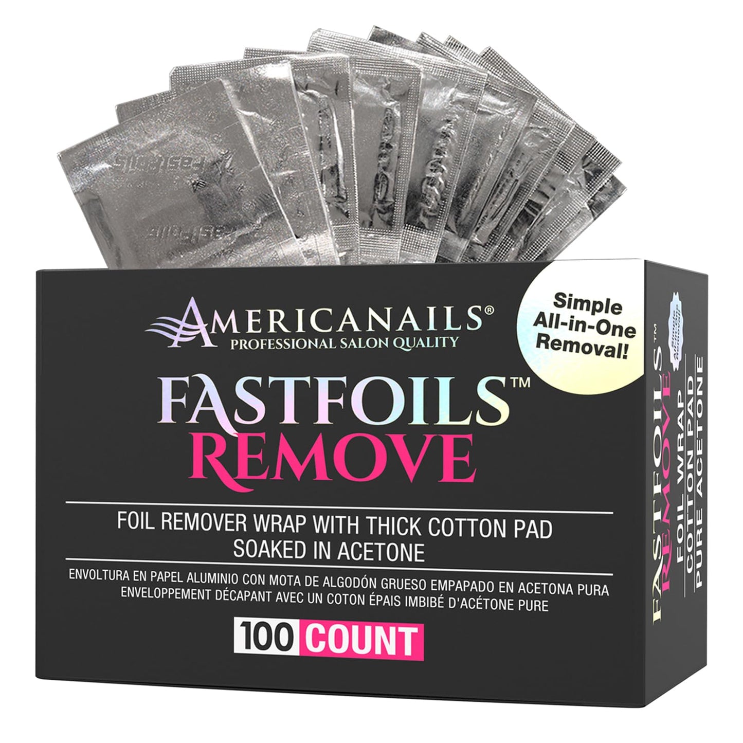 Americanails FastFoils 100 ct, One Step Gel Polish Foil Remover Wraps, All-In-One Foil Remover With Thick Cotton Pad & Pure Acetone, Remove Nail Beauty & Personal Care AMERICANAILS .COM