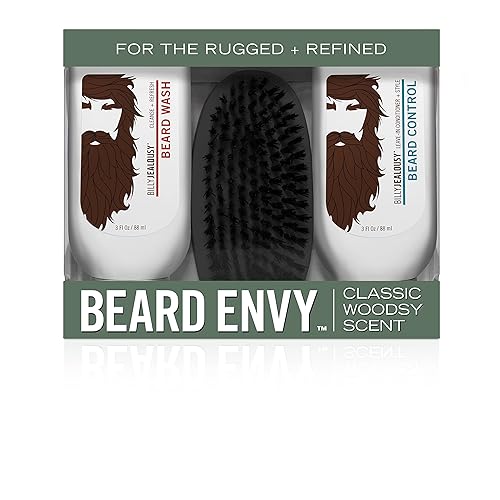 Billy Jealousy Original Beard Envy Facial Hair Refining Kit with Beard Wash Facial Hair Control and Boar Bristle Brush for Clean, Hydrated, Soft Beauty & Personal Care Billy Jealousy