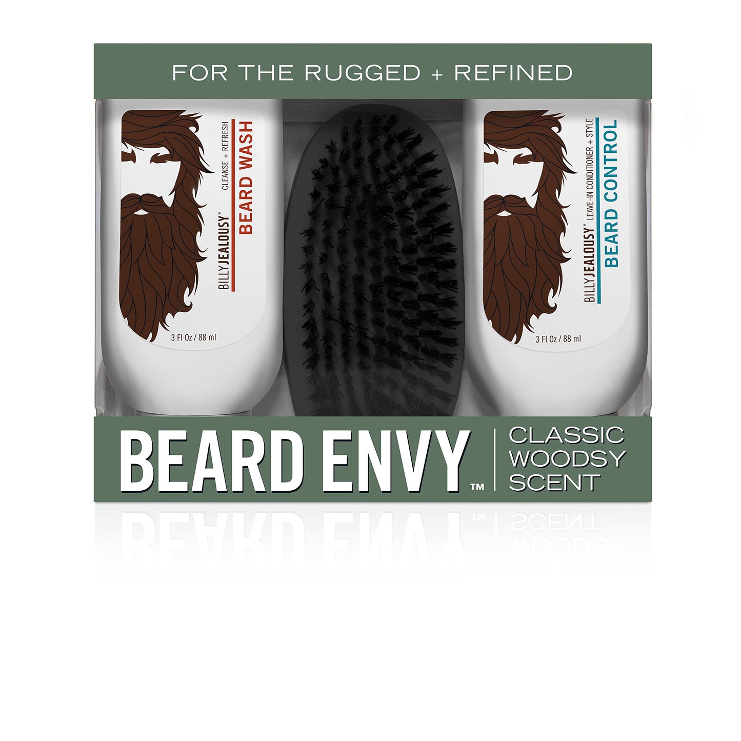 Billy Jealousy Original Beard Envy Facial Hair Refining Kit with Beard Wash Facial Hair Control and Boar Bristle Brush for Clean, Hydrated, Soft Beauty & Personal Care Billy Jealousy