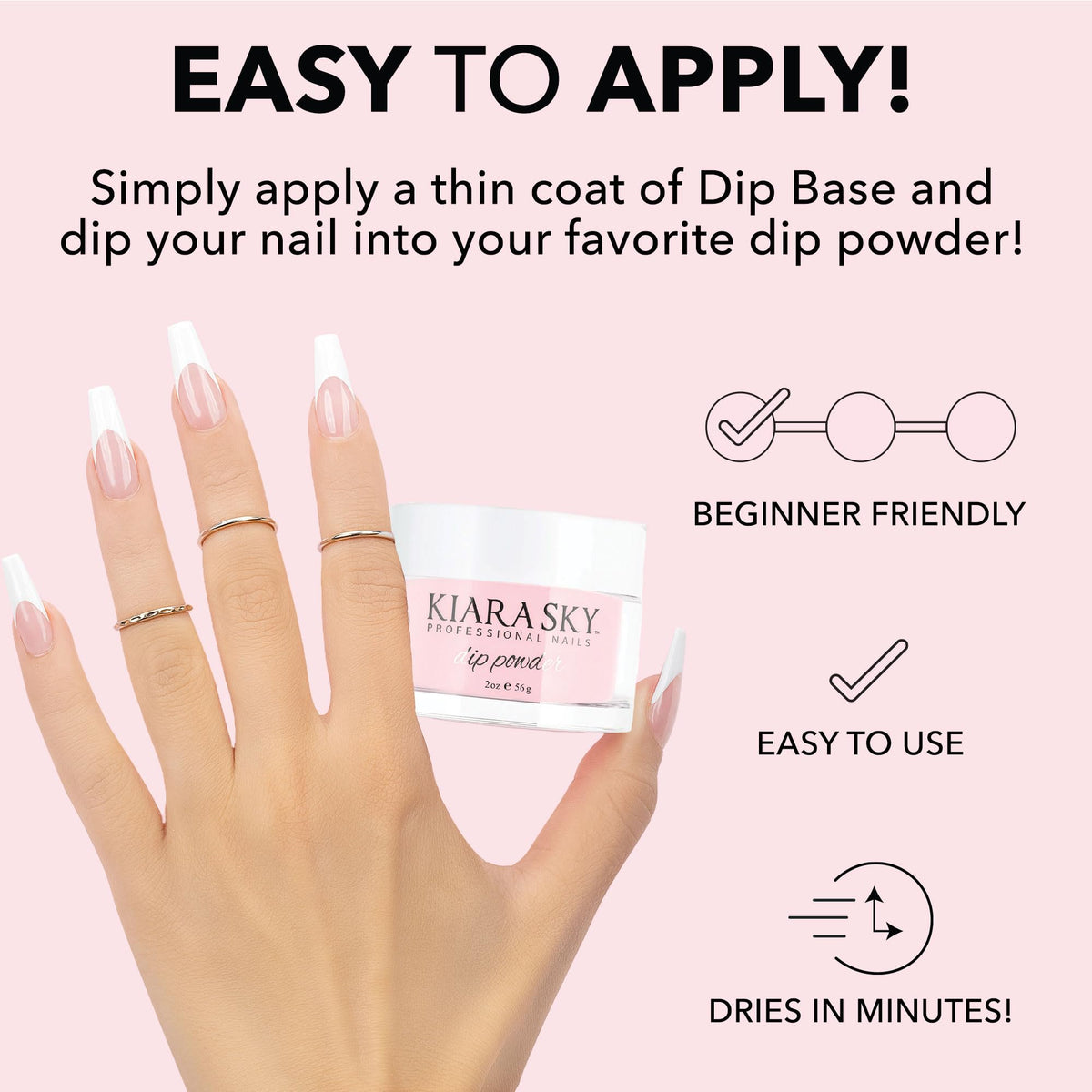 Kiara Sky Professional Nails Essential Dip Powder - Medium Pink 2oz - Perfect for French Manicures