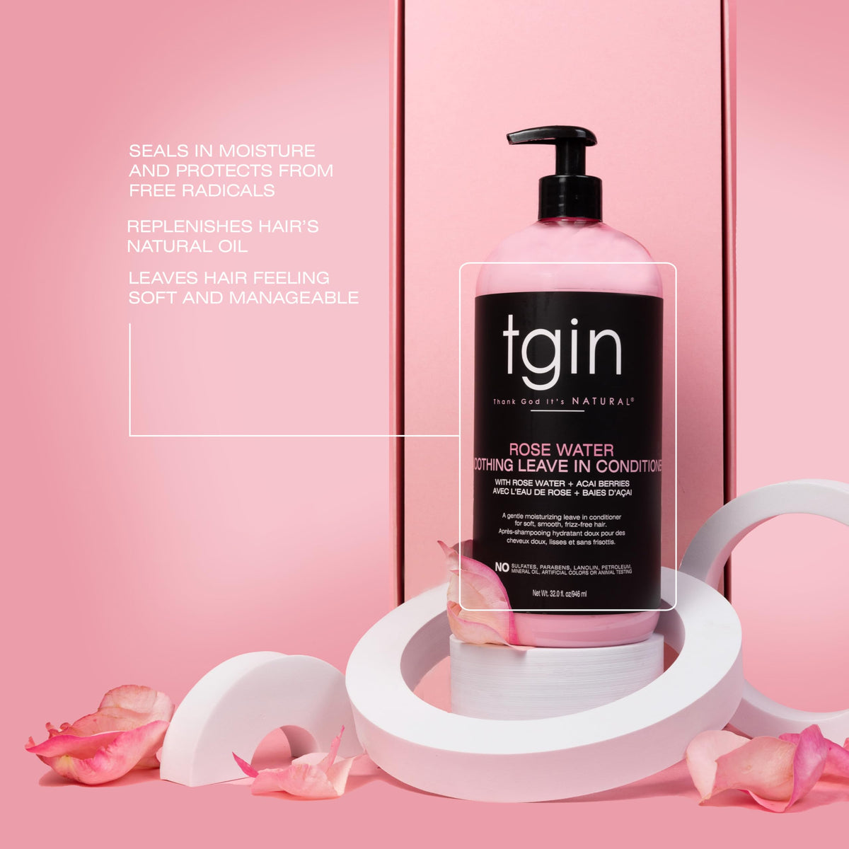 tgin Rose Water Smoothing Leave In Conditioner - Detangles & Defines Curls