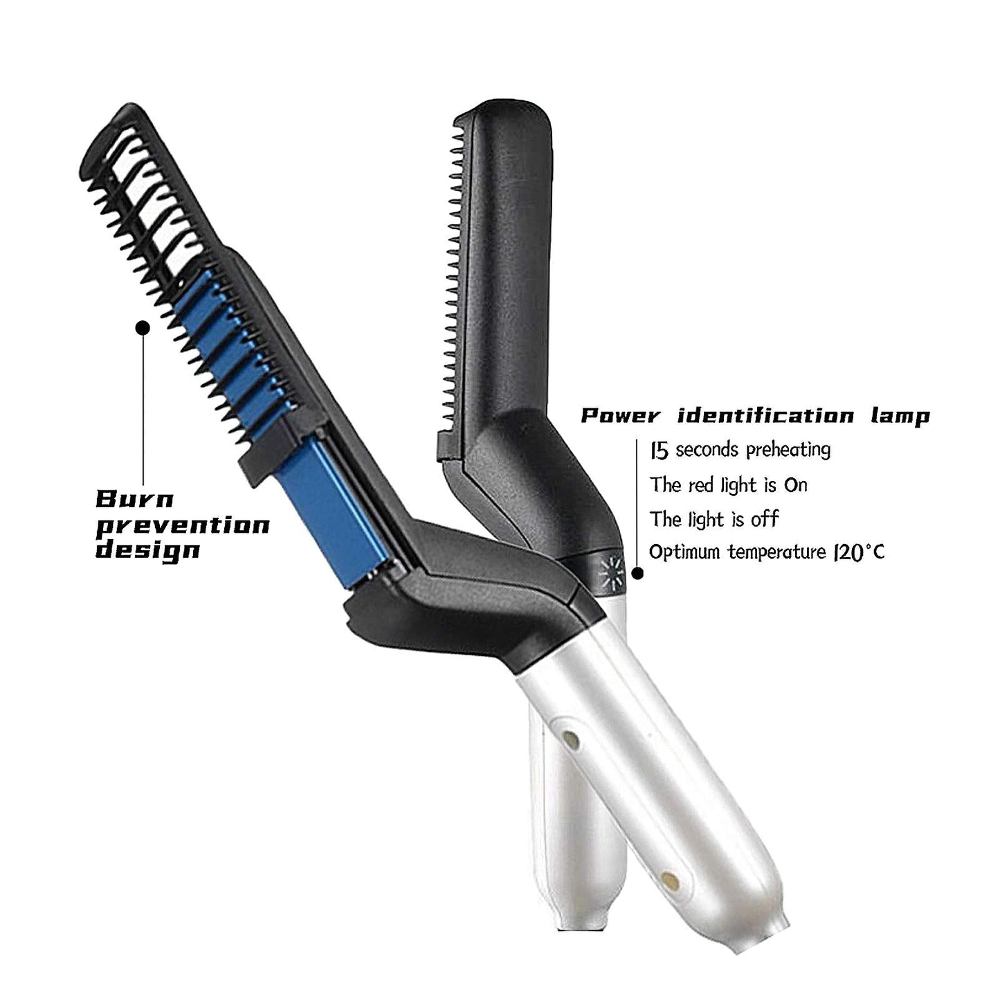 Beard Straightener Comb, Fast Heating Multifunctional Electric Hair Comb Portable Beard Brush Styler Mustache Curler for Men Women Home Travel Use(US) Beauty and Personal Care Agatige