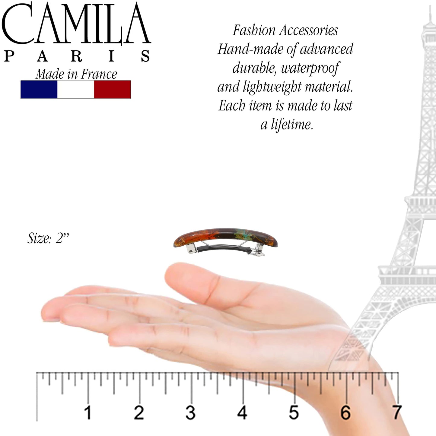 Camila Paris CP3328 French Hair Barrette Clip for Girls, Orange Small Set of 2 Strong Hold Grip Hair Clips for Women, No Slip Rubberized Automatic Beauty & Personal Care Camila