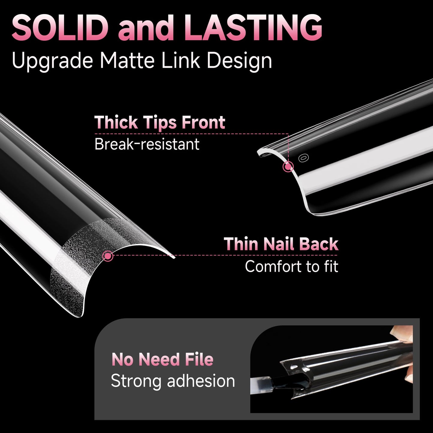 UNA GELLA Extra Long Coffin Nail Tips No C Curve 504PCS XXL Coffin Nails Half Cover Long Coffins Gel Nails Tips Clear Fake False Nails Long Gel Beauty & Personal Care UNA GELLA