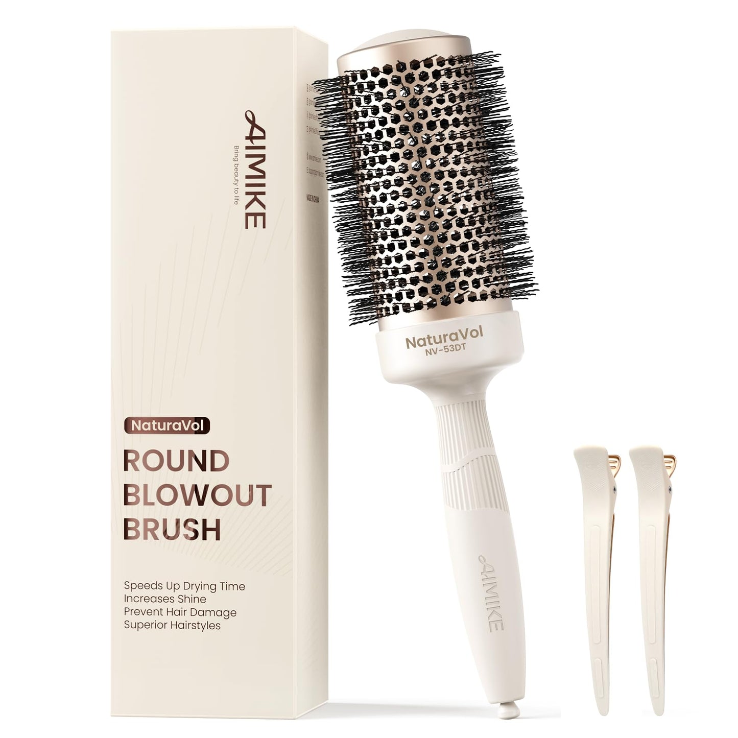 AIMIKE NaturaVol Round Brush for Blow Out, Large Round Hair Brush for Fine Hair with Nano Thermal Ceramic Tech, for Blow Drying & Styling, Adds Volume Beauty and Personal Care AIMIKE